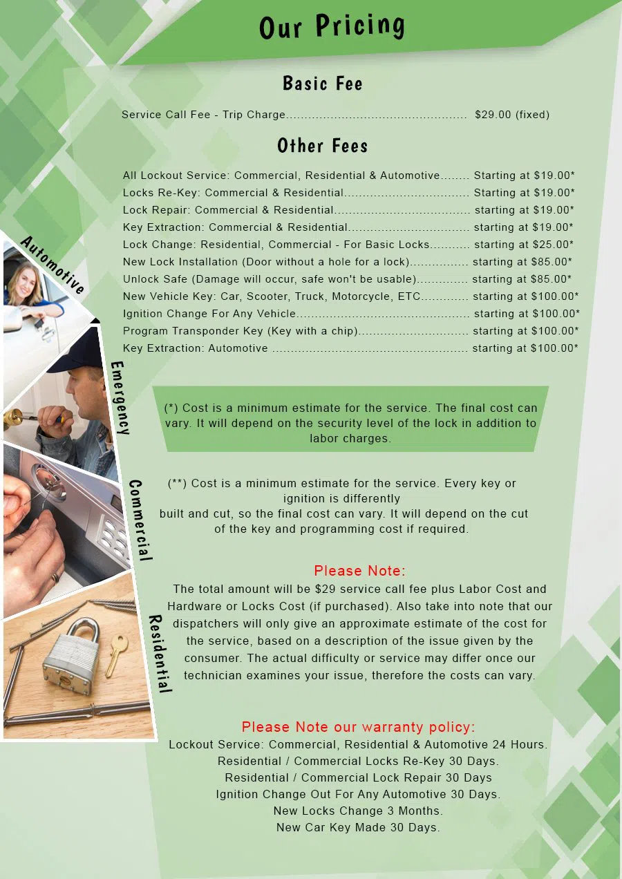 Lock Safe Services Meriden, CT 203-278-5066 - Pricelist-2